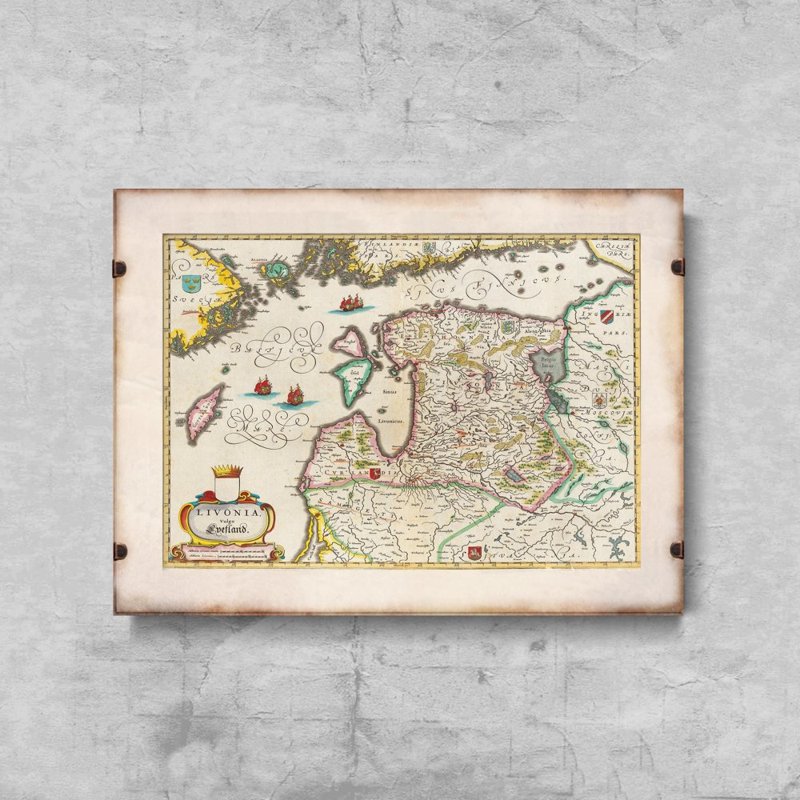Retro plakat Mapa Livonia