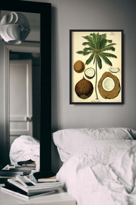 Plakat w stylu vintage Botaniczny nadruk palmy kokosowej