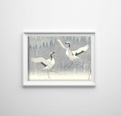 Retro plakat Taniec żurawi autorstwa Yoshidy Toshi