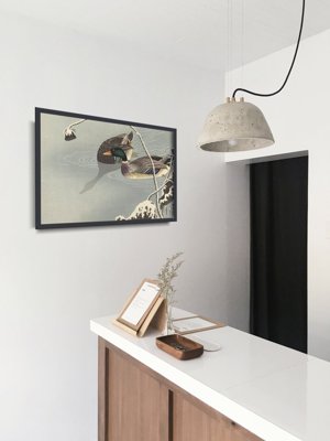 Plakat retro do salonu Dwie kaczki autorstwa Ohary Koson