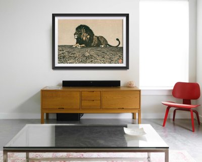 Plakat vintage Lew autorstwa Yoshidy Toshi