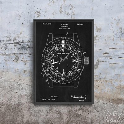 Plakat w stylu vintage Zegar patentowy Rolex Wessel