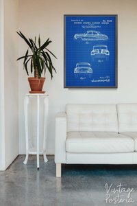Plakat retro do salonu General Motors Automobile Patent Earl