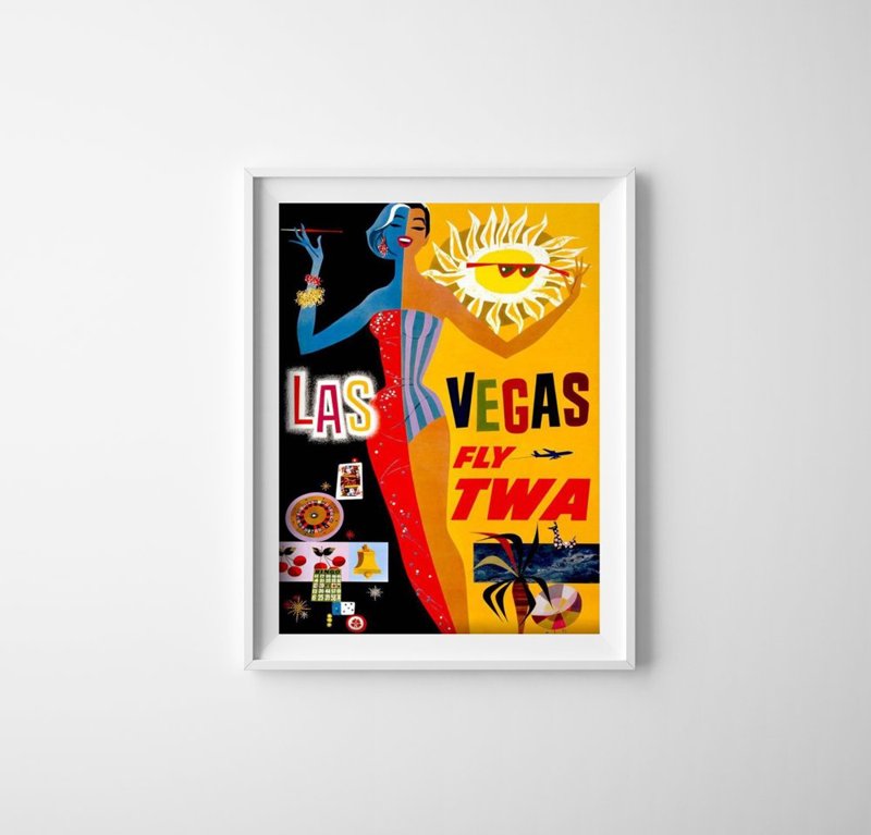 Plakat w stylu vintage Las Vegas Fly TWA David Klein