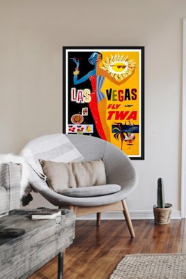 Plakat w stylu vintage Las Vegas Fly TWA David Klein