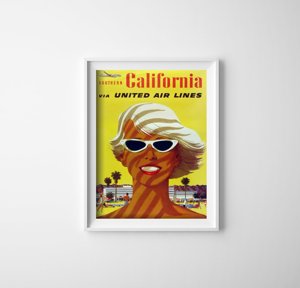 Plakat w stylu retro Linie lotnicze California United Air Stan Galli