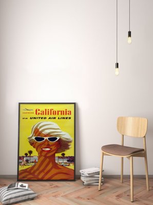 Plakat w stylu retro Linie lotnicze California United Air Stan Galli