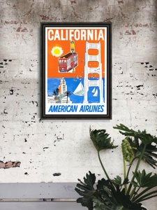 Plakat vintage do salonu California American Airlines