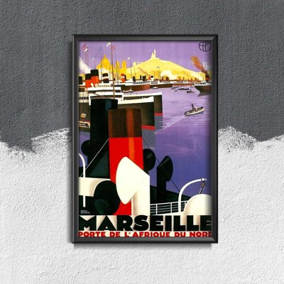 Plakat retro do salonu Marsylia - Drzwi Afryki Północnej