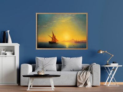 Plakat w stylu vintage Zachód słońca nad Ischią Ivan Aivazovsky