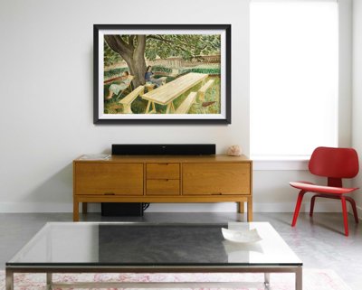 Plakat w stylu retro Eric Ravilious Dwie kobiety w ogrodzie