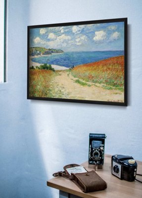 Plakat do pokoju Monet Claude Road na polu pszenicy w Pourville