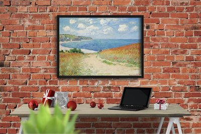 Plakat do pokoju Monet Claude Road na polu pszenicy w Pourville