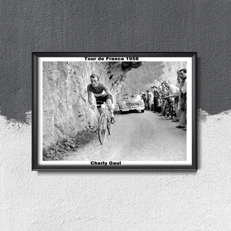 Plakat w stylu retro Tour de France Fotografia Charly Gaul