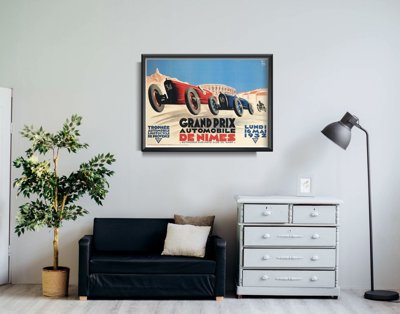 Plakat w stylu retro Grand Prix Automobile de Nimes