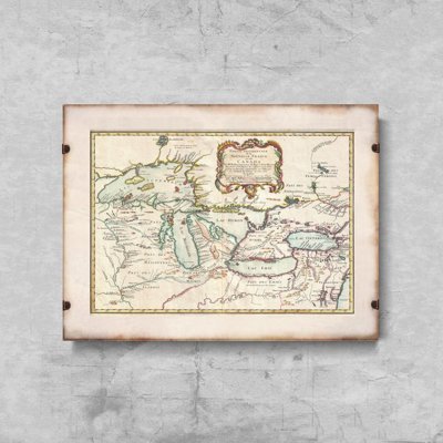 Plakat w stylu retro Mapa wielkich jezior Kanady