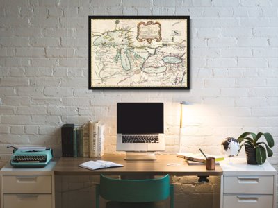 Plakat w stylu retro Mapa wielkich jezior Kanady