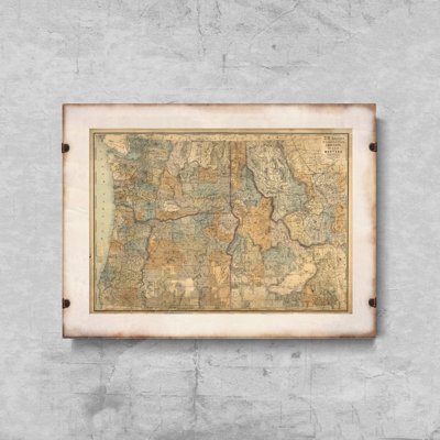 Retro plakat Mapa przekrojowa Waszyngtonu Oregon
