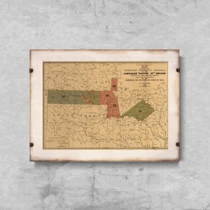 Plakatyw stylu retro Stara mapa narodu Indian Cherokee