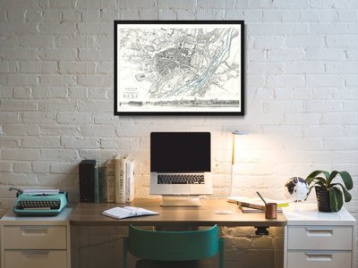 Plakat vintage Stara mapa Liverpoolu