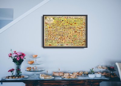 Plakat w stylu retro Stara mapa Hollywood Los Angeles