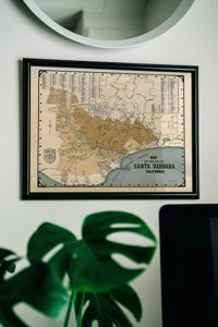 Plakat retro do salonu Stara mapa Santa Barbara w Kalifornii