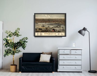 Plakat w stylu retro Stara mapa Louisville Kentucky