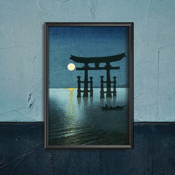 Plakat retro do salonu Wiosenny księżyc na plaży Ninomiya autorstwa Kawase Hasui