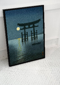 Plakat w stylu retro Plaża w Soshu autorstwa Kawase Hasui