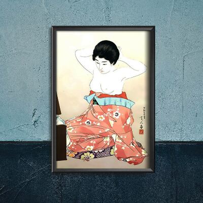 Plakat vintage do salonu Kobieta przed lustrem