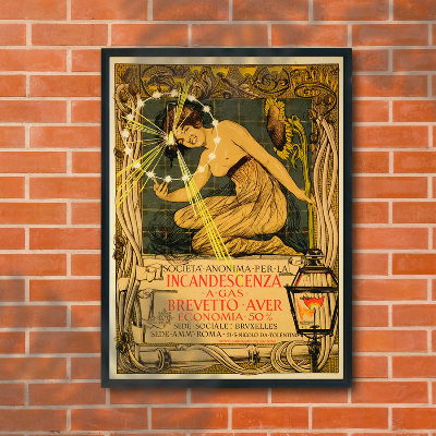 Plakat Societa Anonima per la Incandescenza gazu Roma
