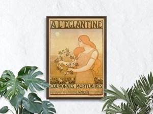 Plakat Vintage LEglantine Couronnes Mortuaires
