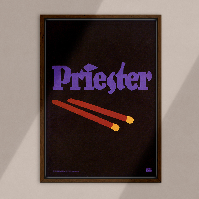 Plakat Vintage Priester reklama dla firmy meczu