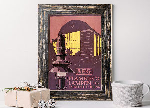 Plakat AEG Flammeco Lampen futro Fabrikbeleuchtung okładka broszury