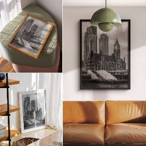 Plakat premium z motywem miejskiej architektury