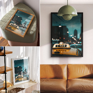 Dekoracyjny plakat ścienny Taksówka nocą