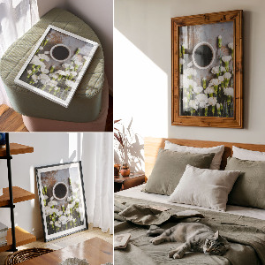 Wydruk na płótnie Kawa z kwiatami