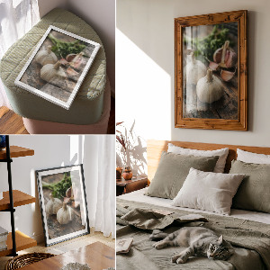 Grafika na ścianę Czosnek na desce