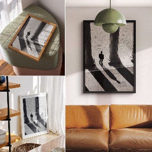 Dekoracyjny plakat ścienny Kolumny i mężczyzna