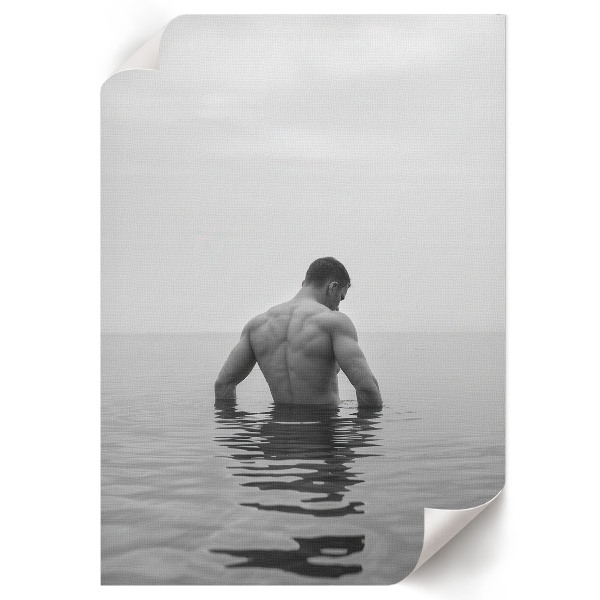 Wydruk na płótnie Mężczyzna w jeziorze