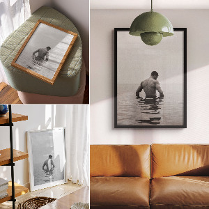 Plakat dekoracyjny Mężczyzna w jeziorze