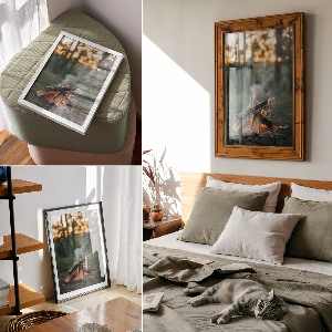 Dekoracyjny plakat ścienny Ognisko w lesie