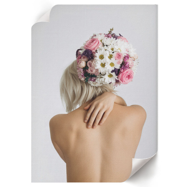 Plakat premium Kobieta z bukietem