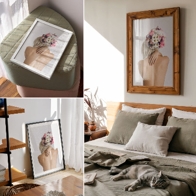 Plakat premium Kobieta z bukietem