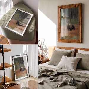 Dekoracyjny plakat ścienny Niedźwiedź w lesie