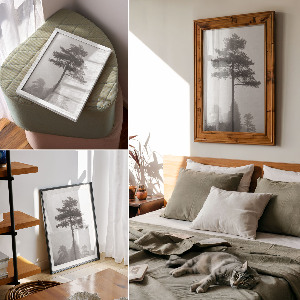 Grafika na ścianę Mgła i drzewa