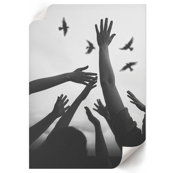 Plakat premium Dłonie i ptaki