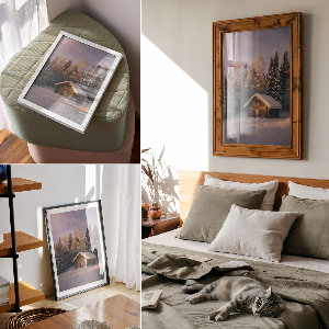 Dekoracyjny plakat ścienny Zimowa chata