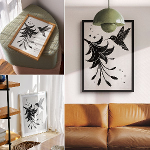 Wydruk na płótnie Koliber i kwiat