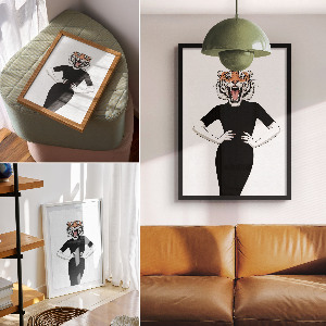 Grafika na ścianę Kobieta-tygrys